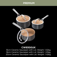 Ninja CW93000UK Ceramic Coated Cookware 3-Piece Set - Apricot & Grey