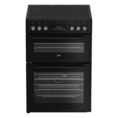 Beko EDC6731K 60cm Double Oven Electric Cooker with Vitroceramic Hob - Black