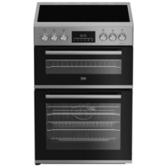 Beko EDC6731S 60cm Double Oven Electric Cooker with Vitroceramic Hob - Silver