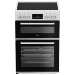 Beko EDC6731W 60cm Double Oven Electric Cooker with Vitroceramic Hob - White